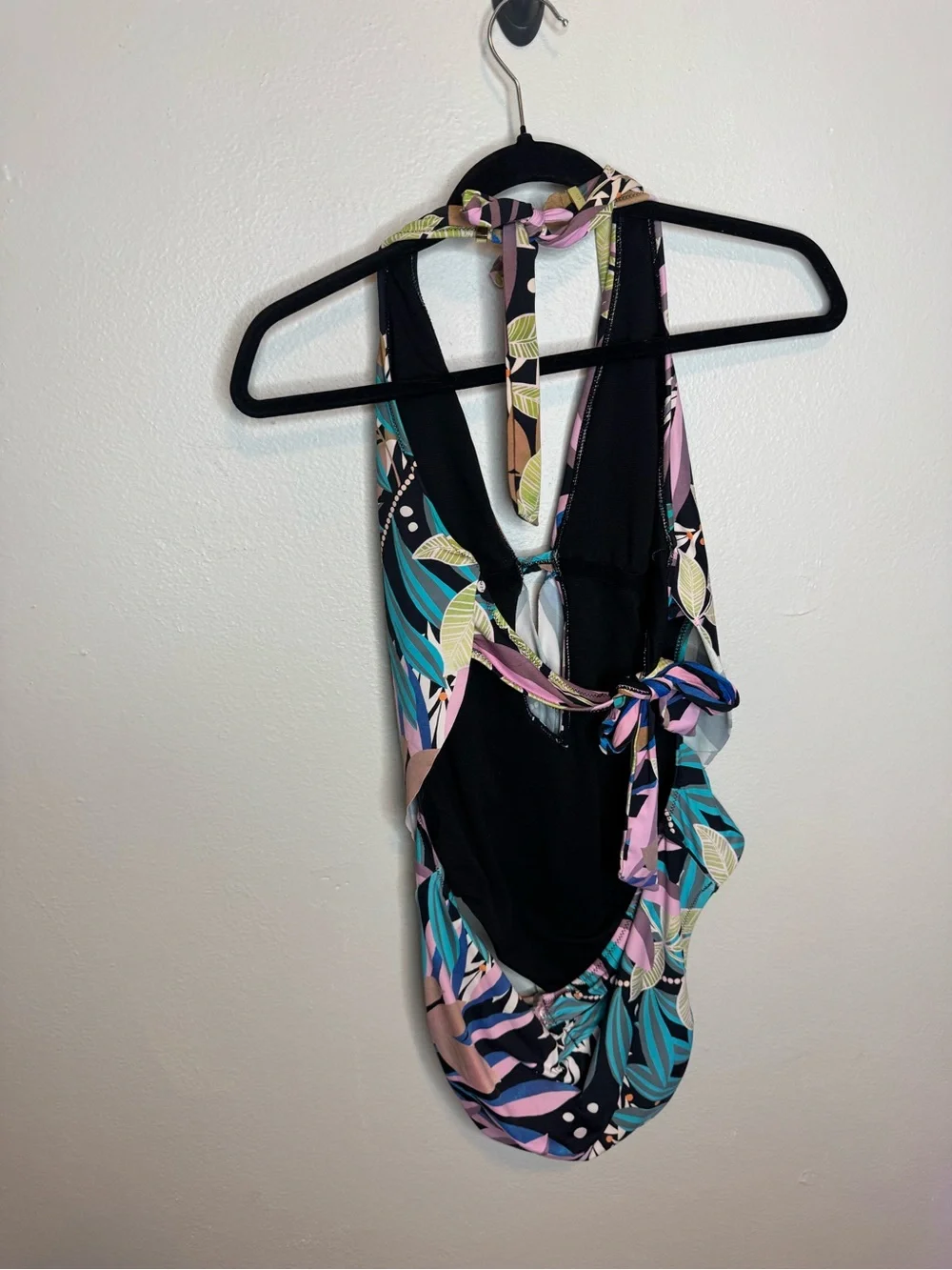 Bar Iii Hidden Jungle Printed Cowl-Neck One-Piece Swimsuit XL Open Back